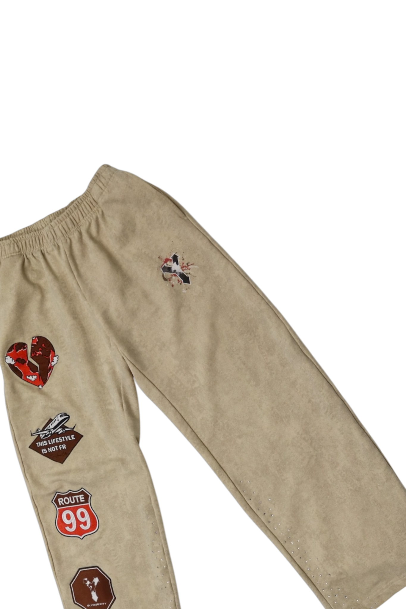 Beige “ Route 99 “ Baggy Sweatpants