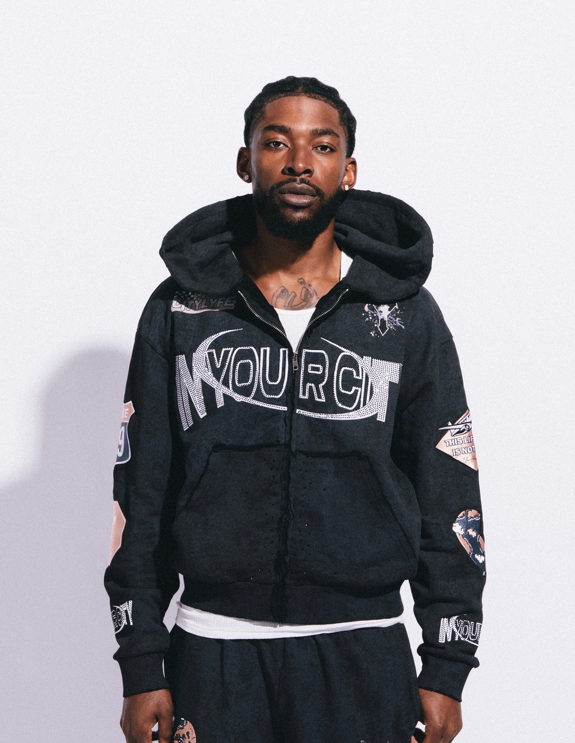 Black Diamond Distressed Hoodie