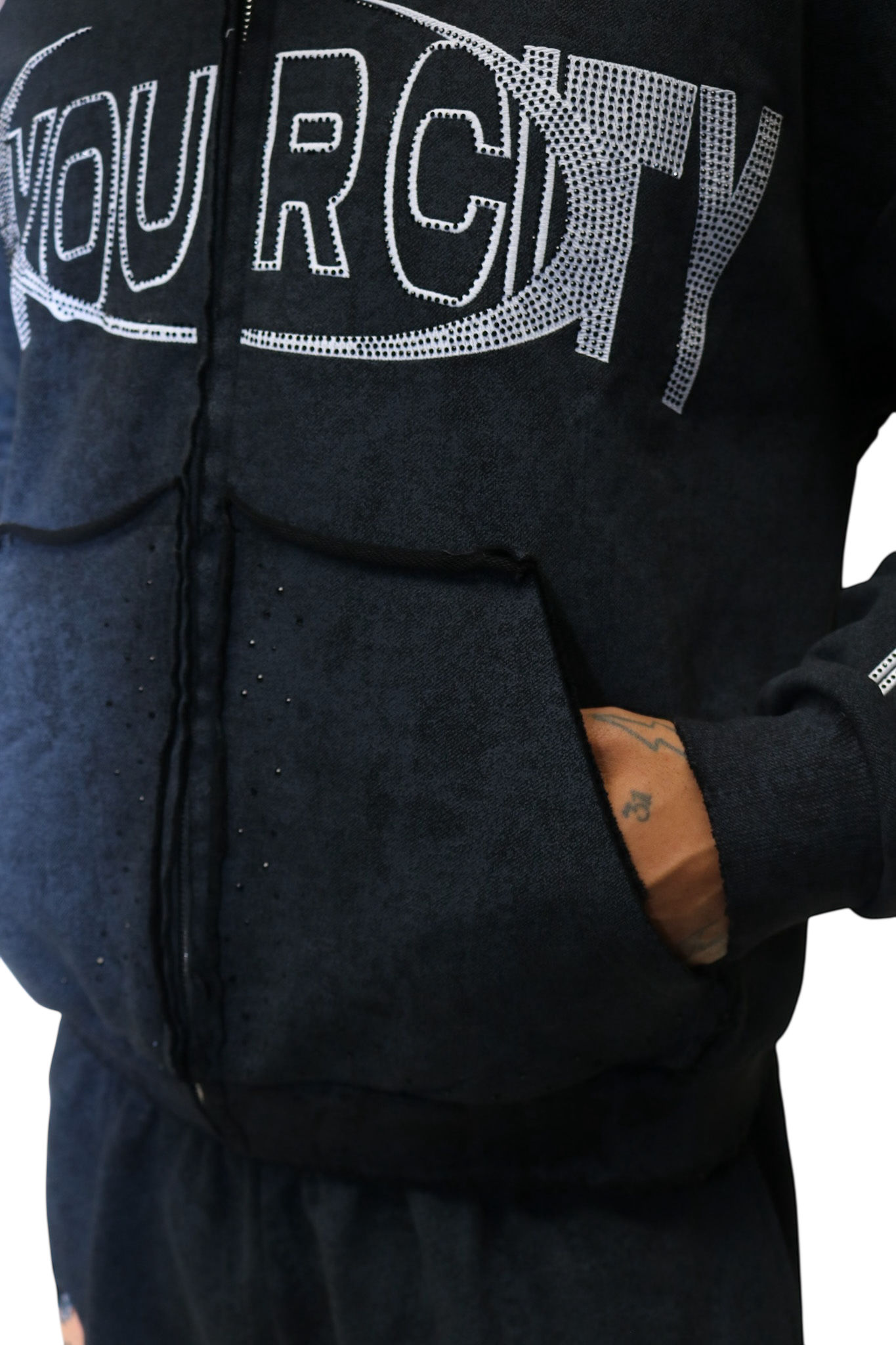 Black “ VVS Route 99 “ Distressed Hoodie