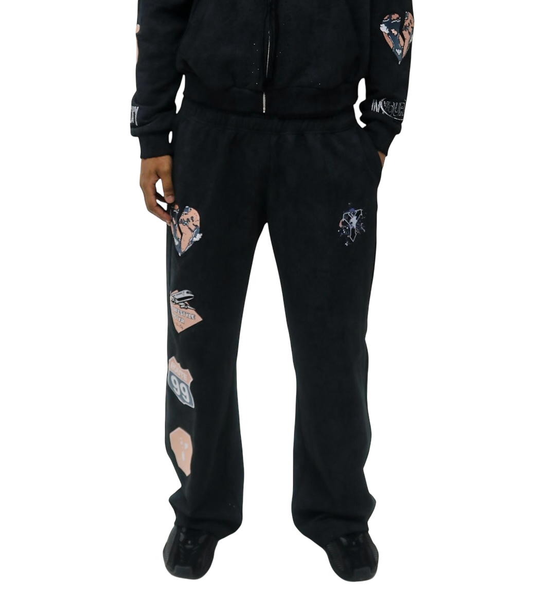 Black “ Route 99 “ Baggy Sweatpants