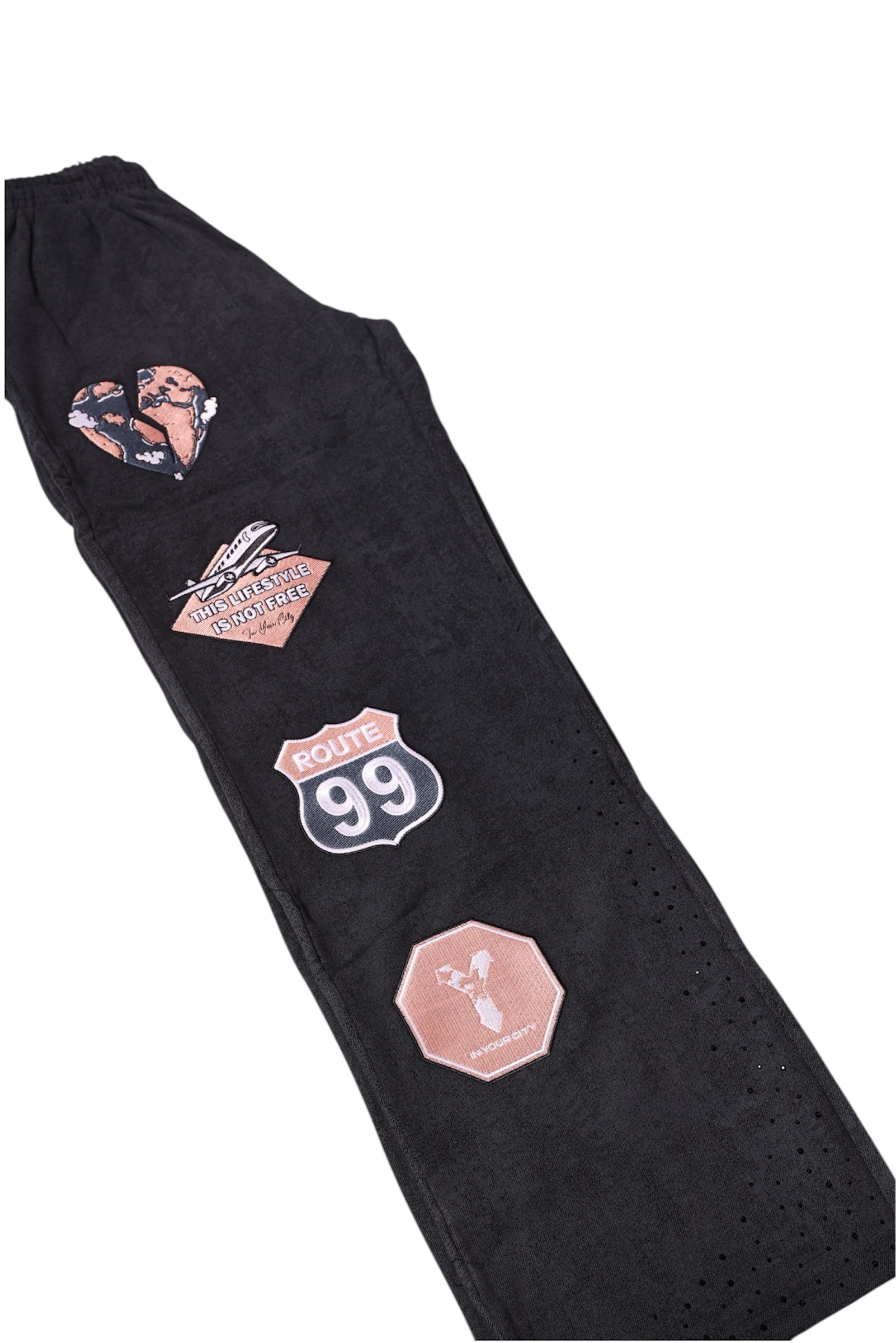 Black “ Route 99 “ Baggy Sweatpants